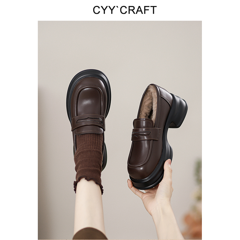 真皮复古加绒小皮鞋女2024秋冬款