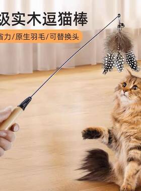 CFA赛级逗猫棒羽毛替换头耐咬幼猫用品猫咪玩具手柄逗猫手持玩具