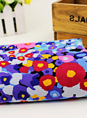 VB纯棉平纹印花布料服装惠安女头巾拼布手工面料红色蓝色迷彩花