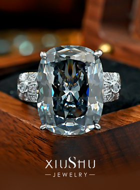 酷飒冷调高级色灰黑碎冰切割高碳钻戒指女小众设计冷淡风食指指环