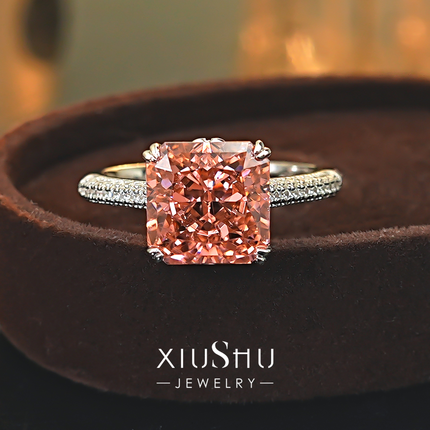 新款公主方钻925纯银戒指