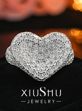 轻奢浪漫925银爱心戒指