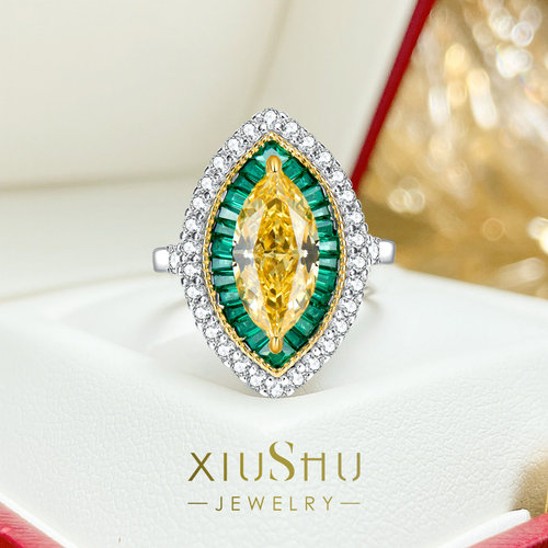 小版彩钻戒指女设计小众