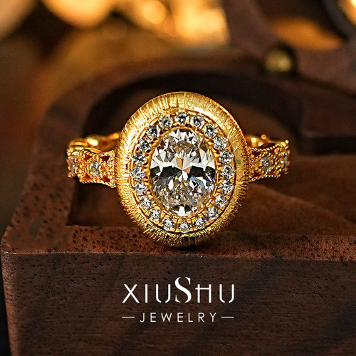 中古风金属拉丝925银戒指