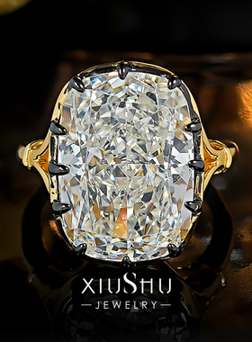 时髦个性15克拉冰花切大钻戒指