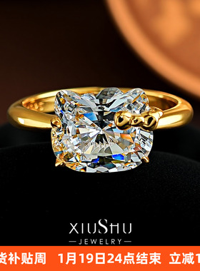 爆闪猫咪蝴蝶结925银戒指