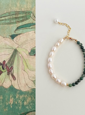 国潮原创手作巴洛克天然珍珠手链复古天然石手串优雅新中式手饰品