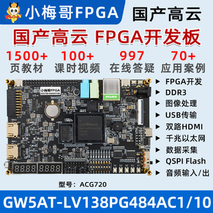 小梅哥AroraV高云GW5AT 60K国产FPGA开发板USB以太网ACG720 138K
