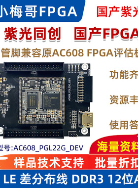 紫光同创国产FPGA开发板邮票孔核心板PGL22G替代小梅哥AC608 DDR3
