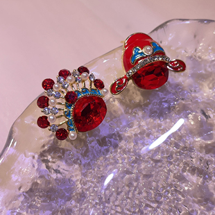 简约百搭结婚国风耳钉银针时尚中国风戏曲刀马旦耳环新潮脸谱耳饰