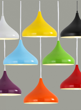 现代简约北欧吊灯工业风单头创意个性餐厅理发店饭店商用彩色灯罩