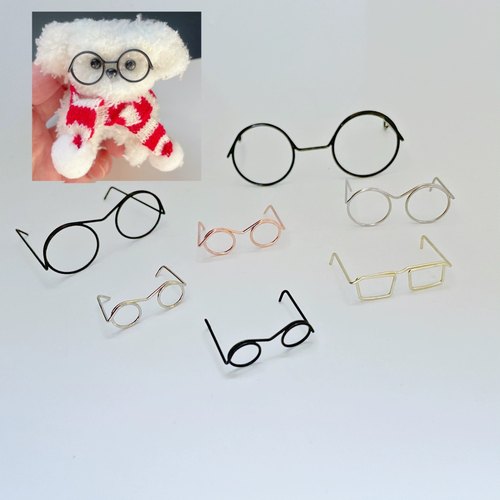迷你小眼镜配件钩织玩偶眼镜框眼镜diy材料糖糖兔娃娃装饰配饰