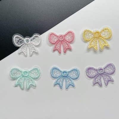 闪亮金线AB彩小花朵蝴蝶结百搭刺绣小号补贴衣服补丁童装裙摆装饰