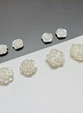 日系复古仿珍珠玫瑰花茶花贴片DIY手工发饰品耳环手机壳配件材料