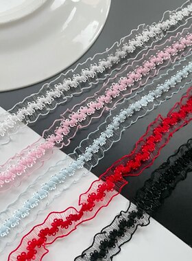彩色弹力鱼丝织带 蕾丝花边 服装辅料diy手工装饰领口材料