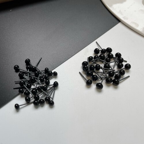 黑色玻璃针插眼睛黑扁羊毛毡戳戳乐diy玩偶制作手工黑豆玩偶眼睛