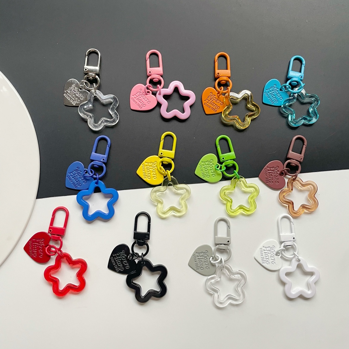 糖果色五角星星diy配件亚克力钥匙扣挂坠包包耳机套挂饰diy配件