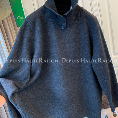 DHR独特慵懒风半高领针织衫毛衣