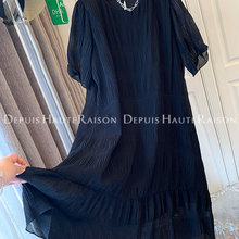 DHR 巨好看法式褶皱雪纺薄纱连衣裙长裙子女2025今年流行新款爆款