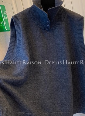 DHR 独特超好看慵懒风半高领针织衫毛衣马甲背心宽松内搭上衣女装