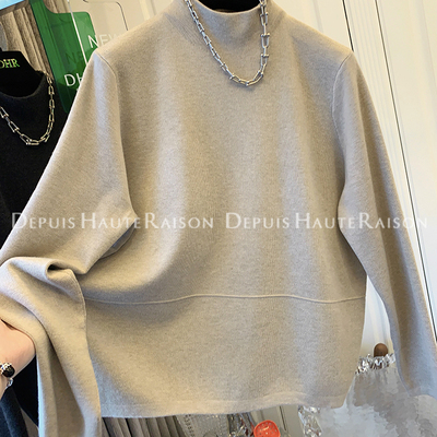 DHR独特慵懒风百搭半高领针织衫