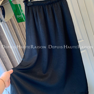 DHR 高级感新中式黑色醋酸半身裙半裙子宽松显瘦百搭女大码夏新款
