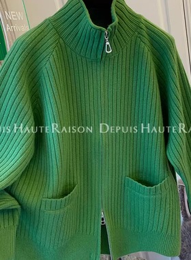 DHR 休闲美式拉链半高领针织衫毛衣外套宽松加厚上衣女装冬季新款