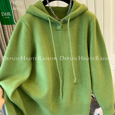 DHR独特好看软糯连帽针织衫毛衣