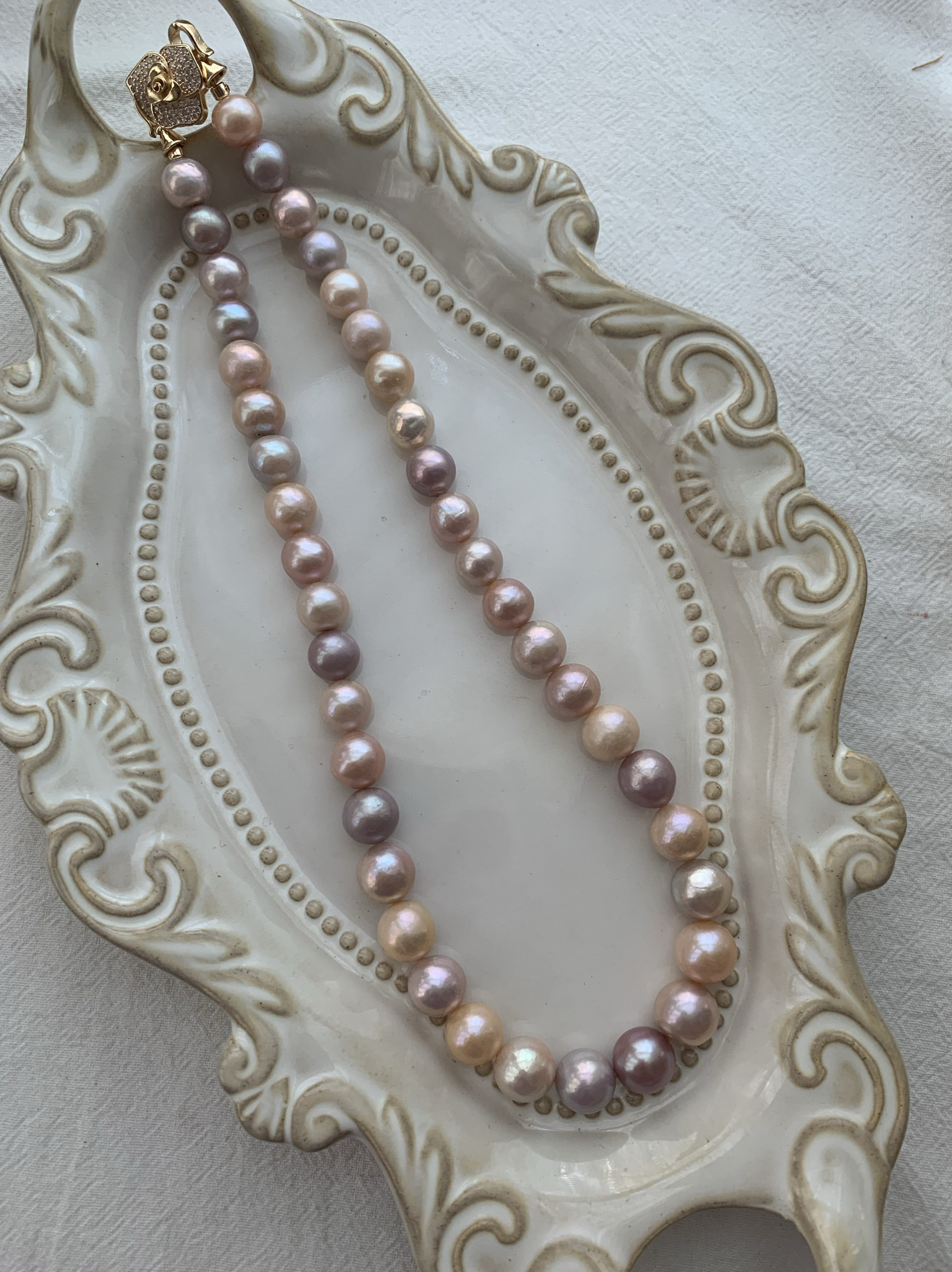 天然淡水珍珠10-12mm莫兰迪色系温柔淡彩糖果混彩爱迪生圆巴项链