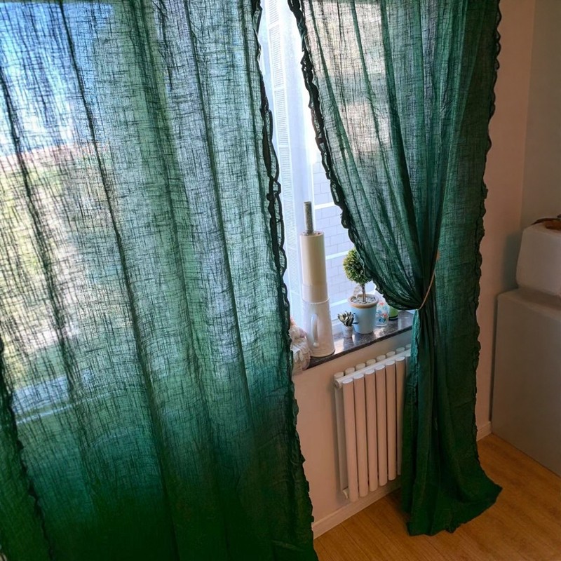 15年老店茜茜李美式乡村卧室遮光亚麻墨绿窗帘布帘纯色帘子英格丽