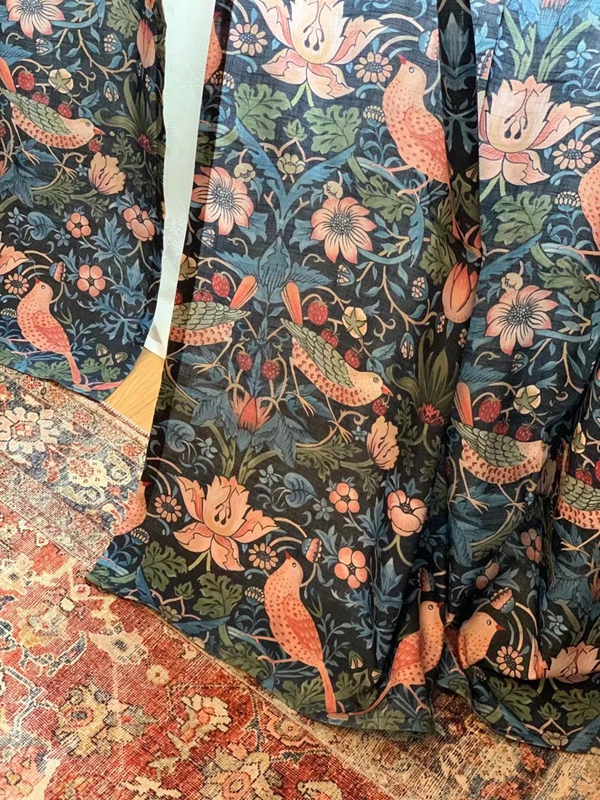 棉麻欧式古典遮光印花布帘