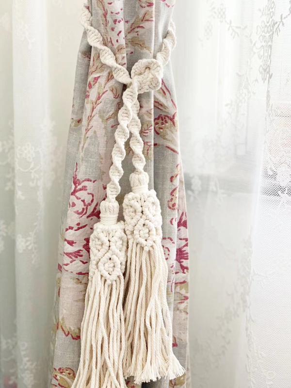茜茜李出口欧美手工编织窗帘绑带北欧复古窗帘绑绳森系棉绳雅典娜