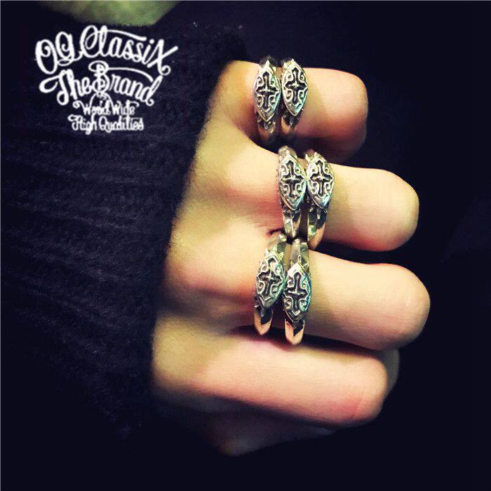 莲鱼山 蔓藤包围神圣の碑墓三棱银指环银戒指正装通勤925纯银戒指