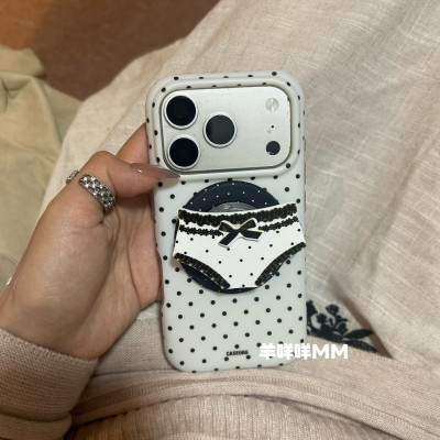 羊咩咩MM甜美ins韩系17ProMax创意蝴蝶结内内磁吸支架手机壳适用iPhone17Pro少女心16/15Pro小众17软保护套