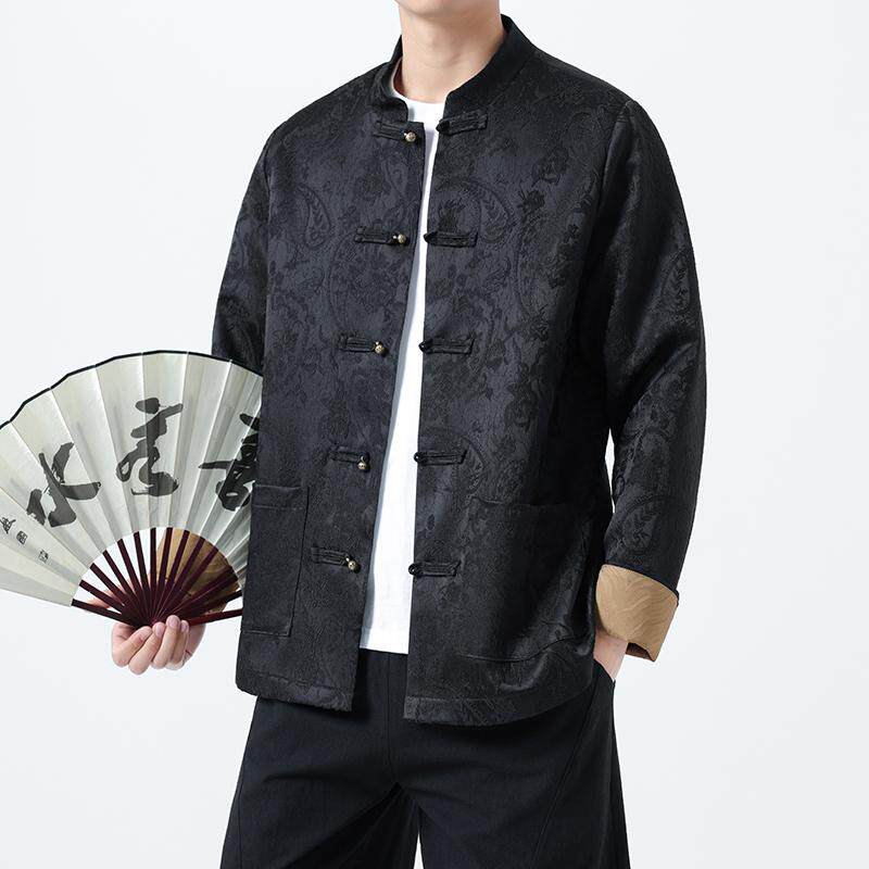 2025高端中老年唐装男中式春秋外套风立领盘扣上衣 1921-P100图片