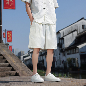 2025风夏季男士提花短裤新中式大码宽松薄款五分裤K36-P45图片