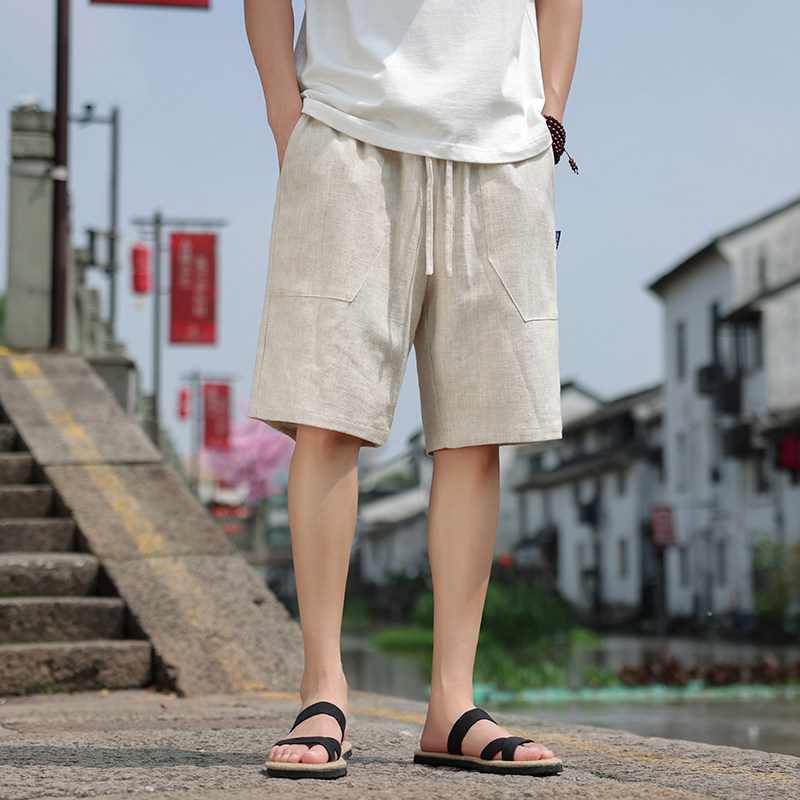 宽松大码麻料直筒裤新中式亚麻短裤K31-P60,男装牛仔裤,电商B378（原B341）