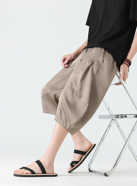 新中式复古低档哈伦短裤 冰丝透气五分裤 宽松有大码 K35-P55