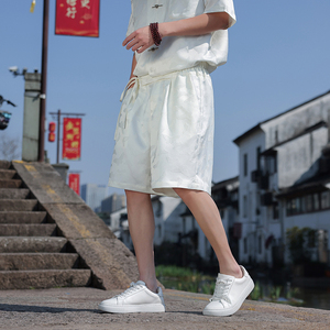 2025风夏季男士提花短裤新中式大码宽松薄款五分裤K36-P45图片