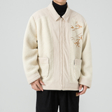 风竹叶刺绣羊羔毛外套 情侣款灯芯绒拼接毛绒外套 1825-P130,女装短外套,电商B378(原B341), 风竹叶刺绣羊羔毛外套 情侣款灯芯绒拼接毛绒外套 1825-P130,女装短外套,电商B378(原B341),