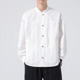 风男装大码上衣铜扣衬衫男复古潮礼服青年立领唐装1904-P75，男装衬衫，电商B378（原B341）