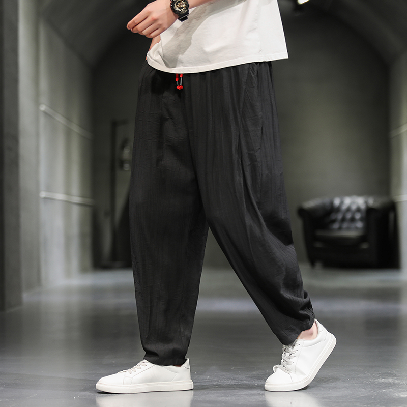 夏季冰丝薄款收口哈伦长裤风宽松大码练功服K09-P65，男装休闲裤，电商B378（原B341）