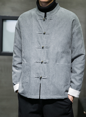 秋冬加厚夹棉唐装中老年灯芯绒厚款棉衣大码中山装 1817-P115