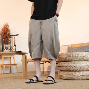 2025夏季男士休闲裤新中式风醋酸凉感大码宽松直筒裤K35-P55图片
