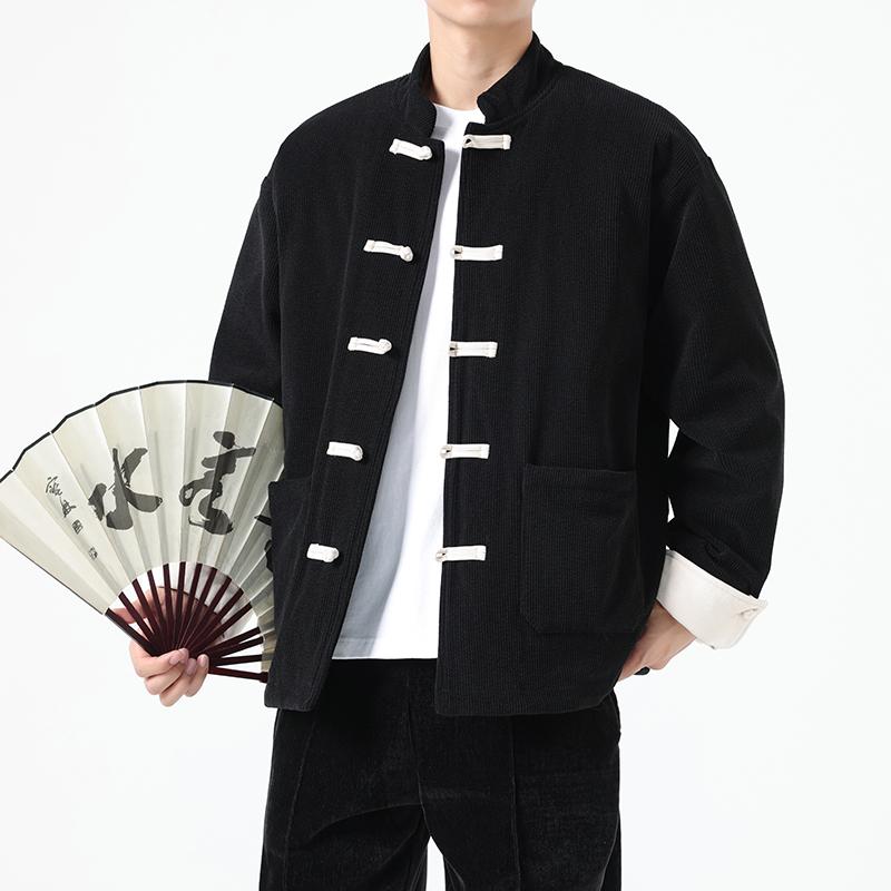 复古风宽松撞色灯芯绒棉服中青年立领盘扣加厚棉衣1918-P135,男装棉衣,电商B378（原B341）