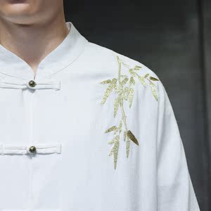夏季风棉麻刺绣衬衫 古风茶道工作服 现货 1906-P75图片