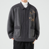 秋冬复古风毛绒拼接夹克外套 羊羔毛翻领夹克 1825-P130,男装夹克,电商B378(原B341), 秋冬复古风毛绒拼接夹克外套 羊羔毛翻领夹克 1825-P130,男装夹克,电商B378(原B341),