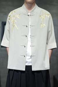 夏季风棉麻刺绣衬衫 古风茶道工作服 现货 1906-P75图片