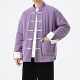 复古风宽松撞色灯芯绒棉服中青年立领盘扣加厚棉衣1918-P135，男装棉衣，电商B378（原B341）