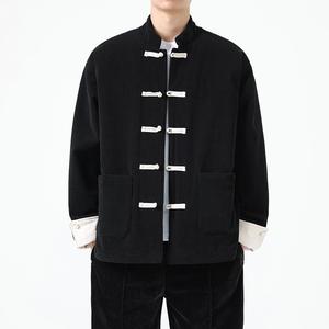 复古风宽松撞色灯芯绒棉服中青年立领盘扣加厚棉衣1918-P135图片
